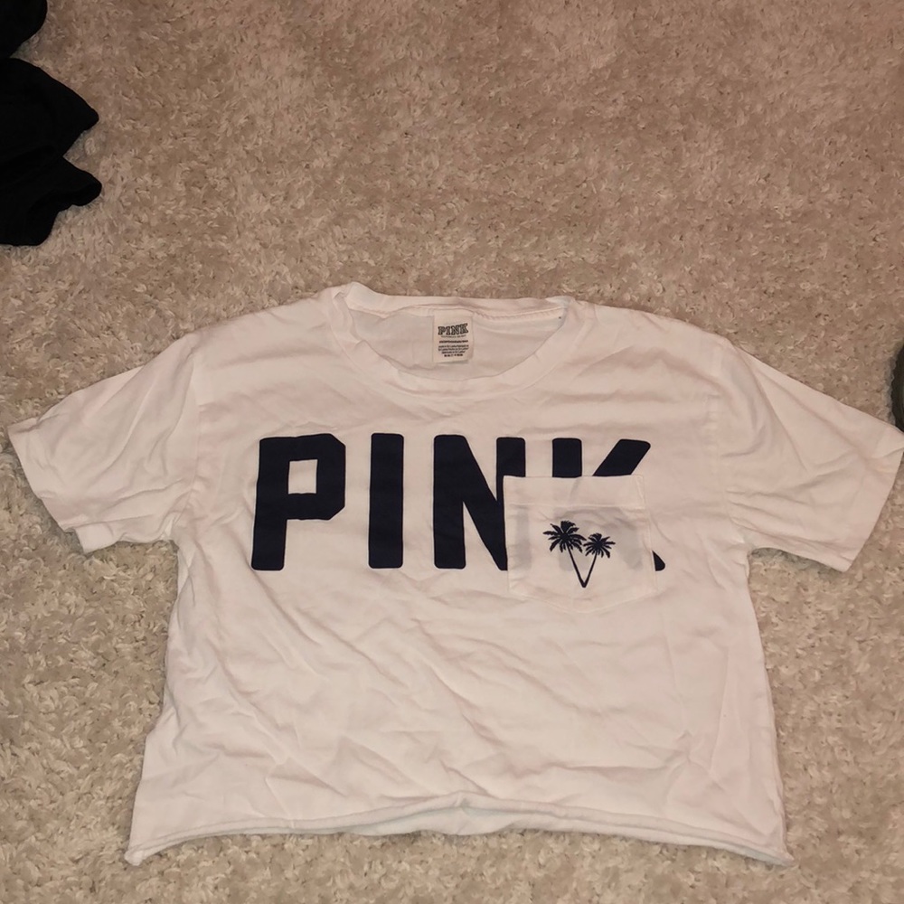 PINK white crop top